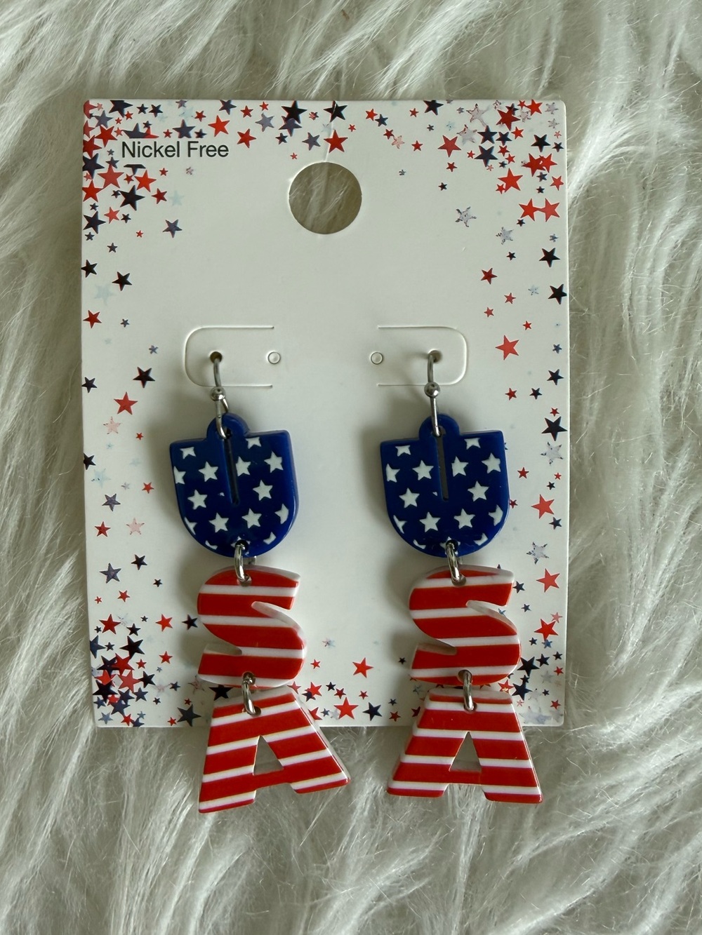 Patriotic USA Dangle Earrings 🇺🇸⭐ – New